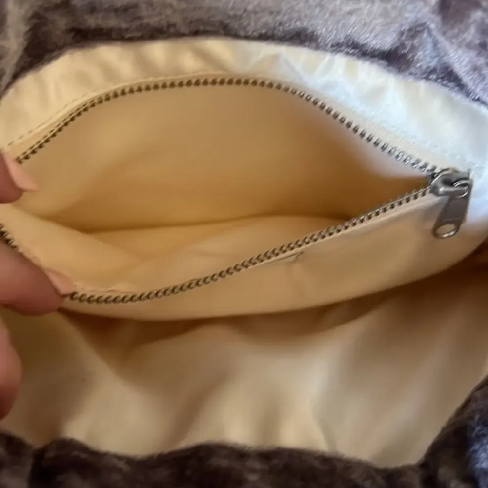 Rachel Parcell Velvet Beaded Mauve Glitter Bow Clutch Evening Bag